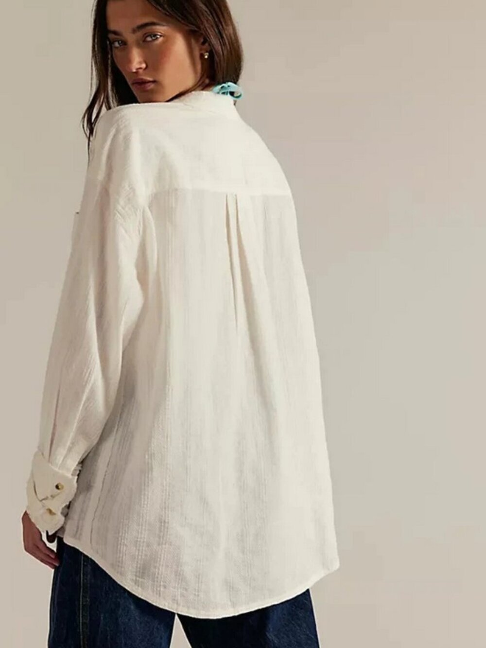 Free People We The Free Summer Sorbet Shirt Buttondown Oversized Top XS - Picture 3 of 8